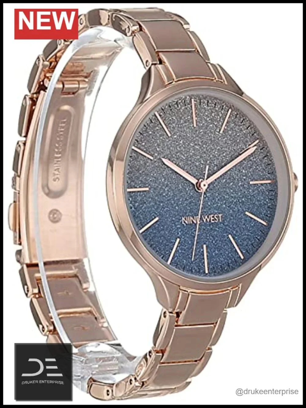 Rose Gold-Tone Bracelet Watch with Blue Ombre Dial